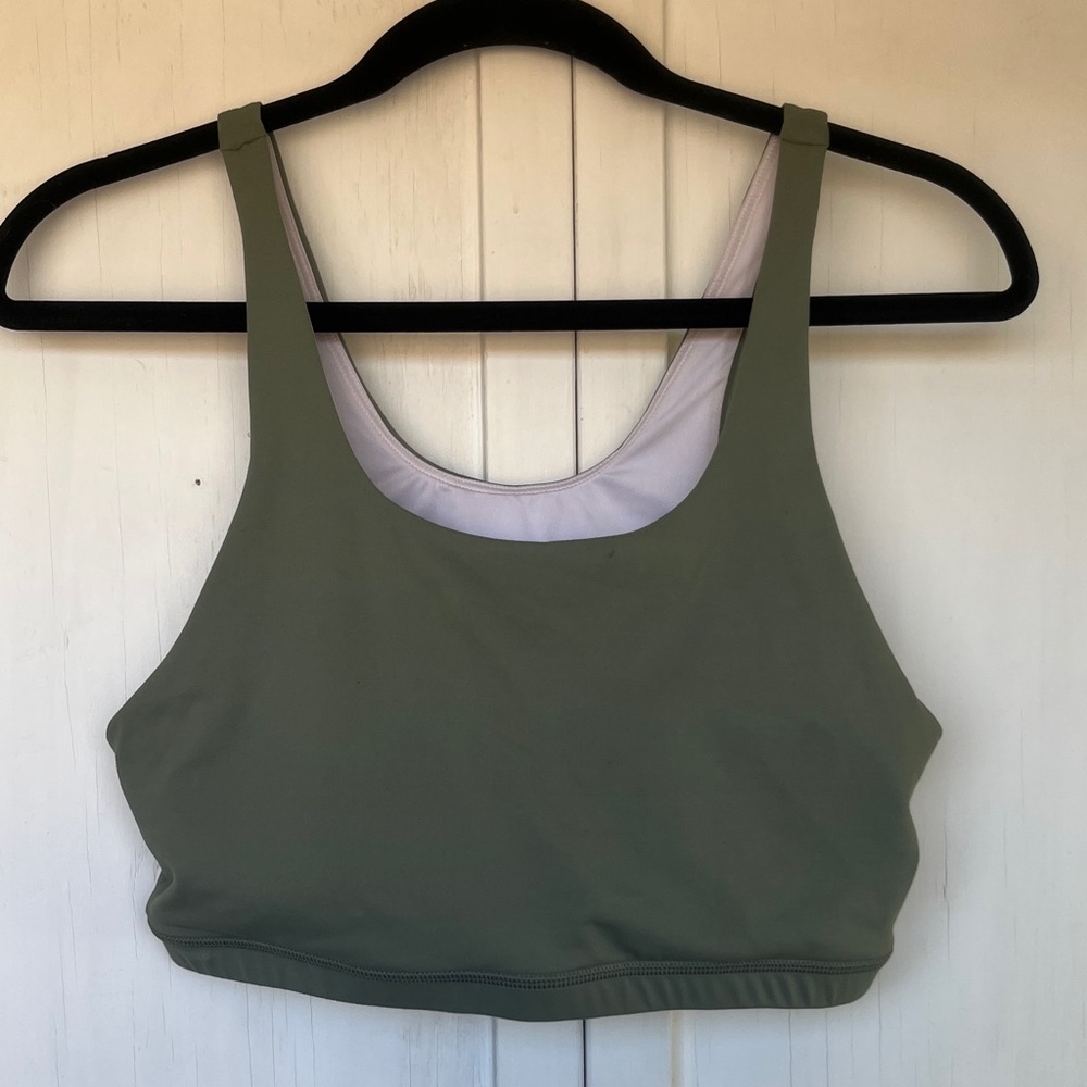 Sage green fleo sports bra size L